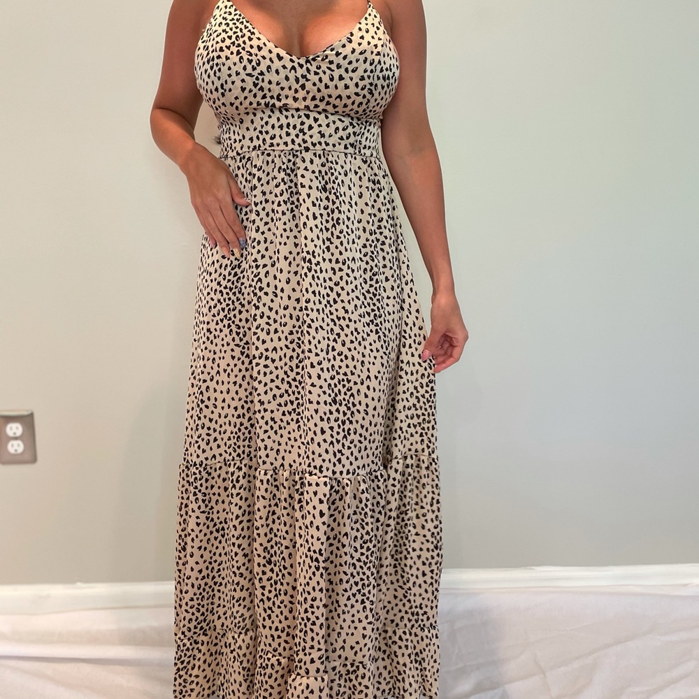 Cheetah Cross Back Maxi Dress